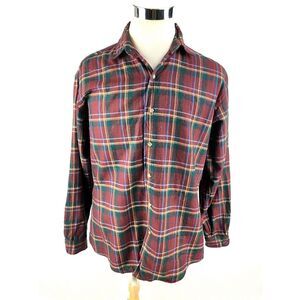 Mark Cross All Imported Wool Flannel Button Shirt M Tartan Plaid Vtg Long Sleeve